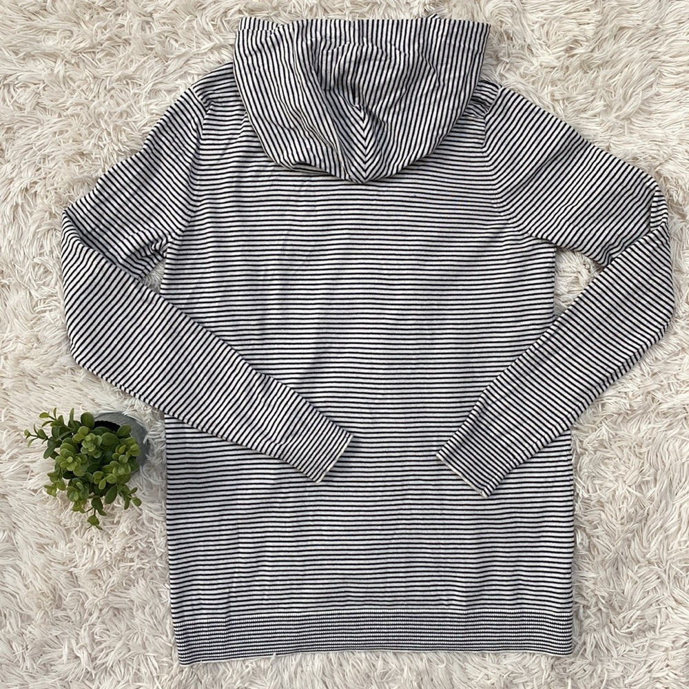 Loft Open Hooded Striped Cardigan 💗 White & Black - Picture 8 of 16